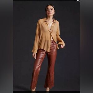 by Anthropologie, Faux Leather Trouser, Sz 8